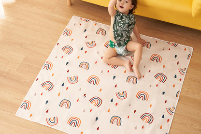 Washable Portable Baby Splat Mat For Under High Chair Arts Anti-Slip Floor Protector-Rainbow
