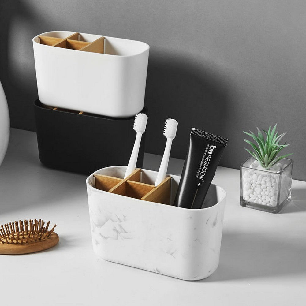 Toothbrush Holders for Bathrooms 5 Slots Bathroom Organizers and Storage-White