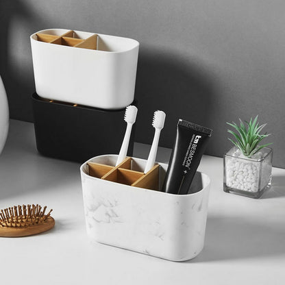 Toothbrush Holders for Bathrooms 5 Slots Bathroom Organizers and Storage-White