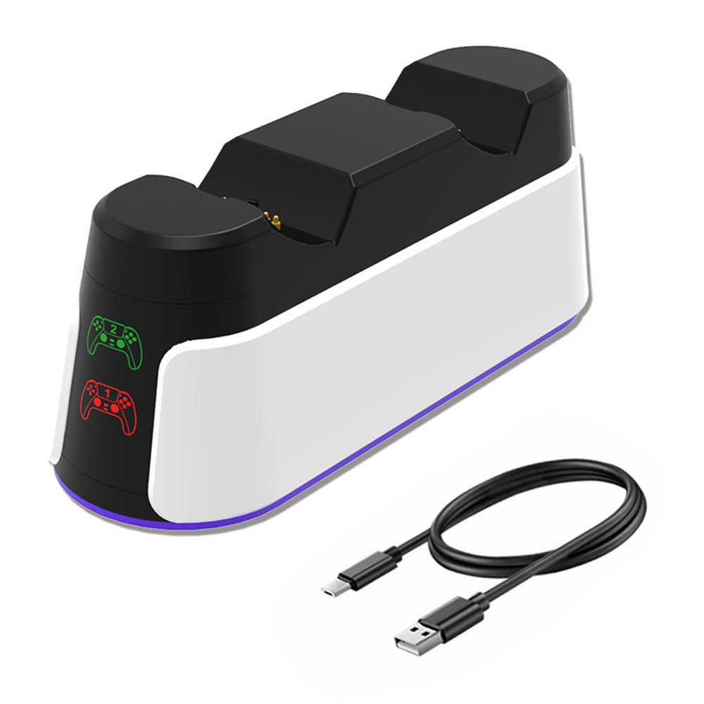 Dual PS5 Controller Fast Charging Dock with RGB Lights