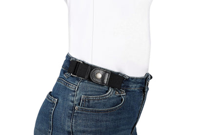 2 Piece Elastic Side Buckle Belt - Black