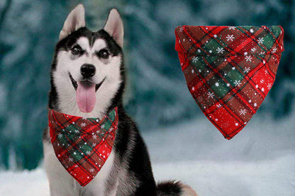 4Pcs Snowflakes Christmas Dog Bandana Buffalo Plaid Pet Scarf Dog Triangle Bandana-Each of Style