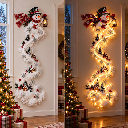 2D Acrylic Christmas Enchanted Path Wall Light  Warm White Wall Light - Snowman