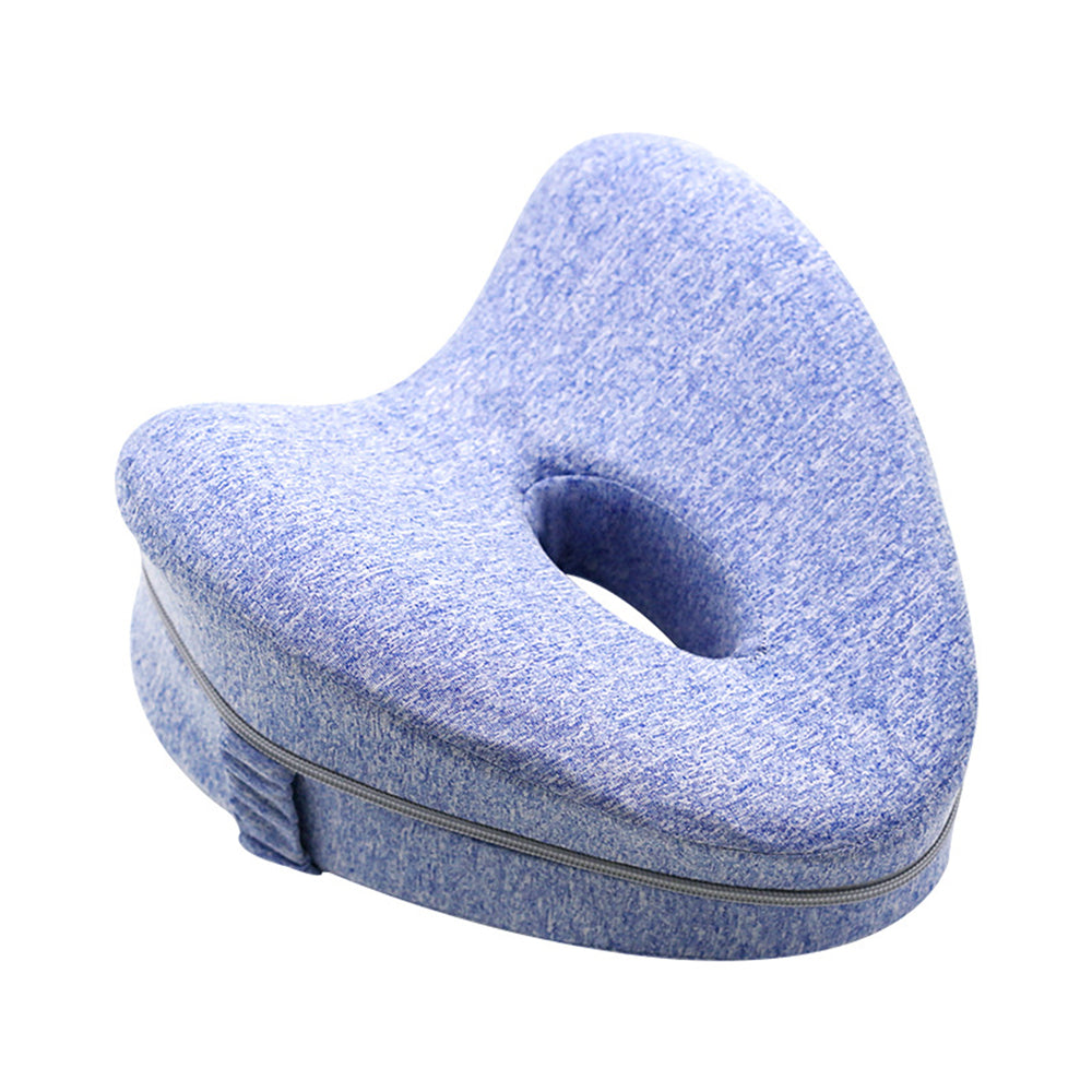 Leg Knee Pillow Memory Foam Knee Support Cushion with Washable Cover for Side Sleeper-Blue