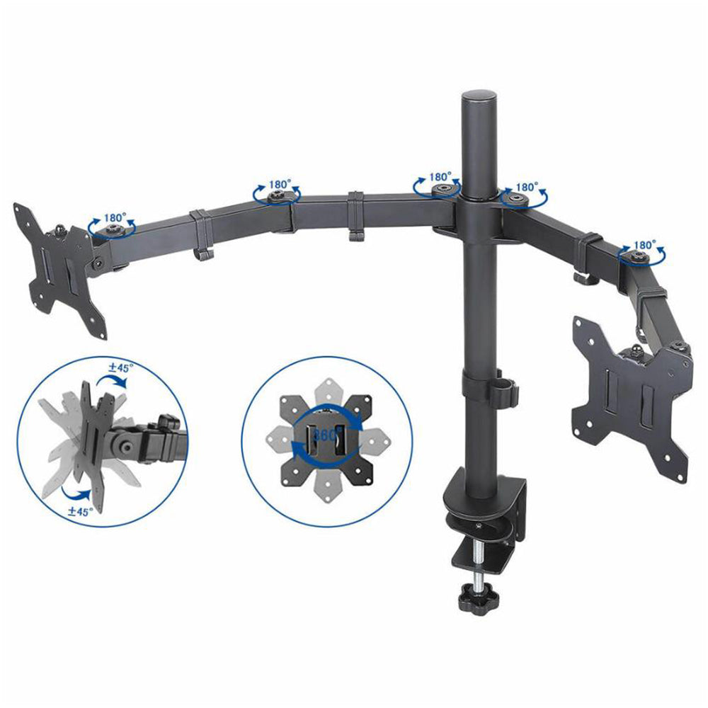 Monitor Bracket Arm Desk Mount for Two 14-26 Inches Monitor Screens