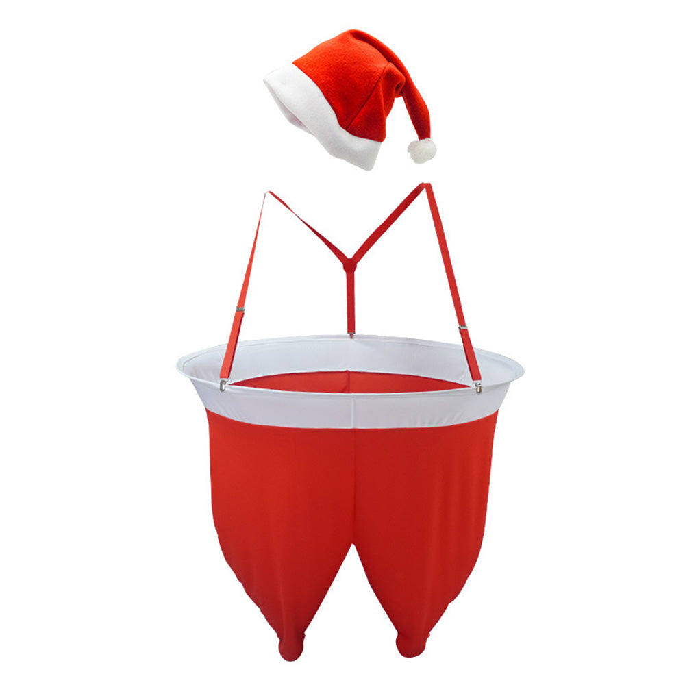 2 Piece Christmas Santa Pants Toss Yard Game for Adults with 20 Plush Balls and Hat