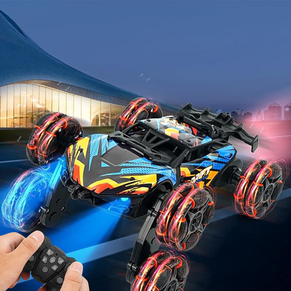 Dual Remote Control 6-Wheel Stunt Car Watch Gesture Controlled 2.4Ghz RC Spray Car Toy Orange