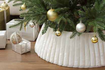 Christmas Tree Collar With Stripe Textured Pattern Christmas Tree Skirt Base