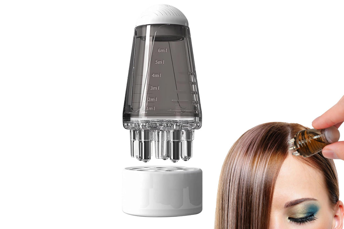6ML Scalp Applicator Liquid Guiding Hair Growth Comb Serum Oil Apply Massager-Grey