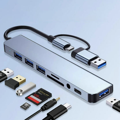 8-in-1USB-C HUB Multiport Adapter SD/TF Card Reader for Laptop Desktop