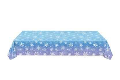 3Pcs Snowflake Tablecloth Blue and Purple Winter Wonderland Disposable Table Cover