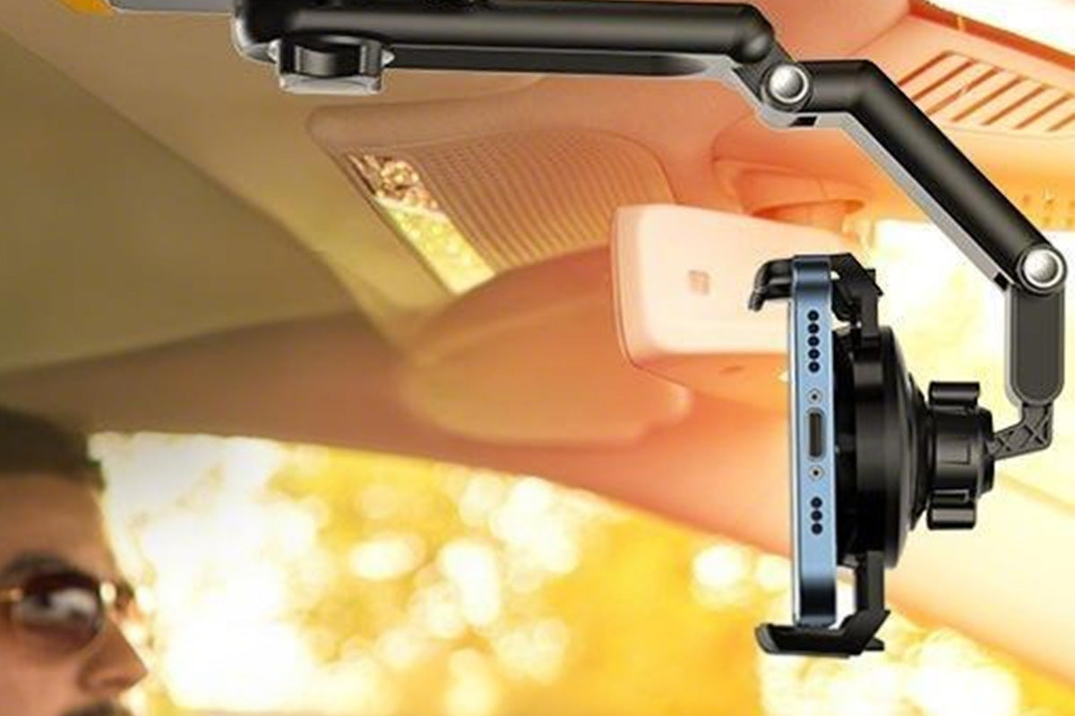 360 Rotating Car Phone Stand Multifunction Car Sun Visor Phone Holder -Green