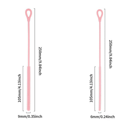 2Pcs Silicone Straw Cleaner Brushes Reusable Straw Cleaner with Bendable Steel Core