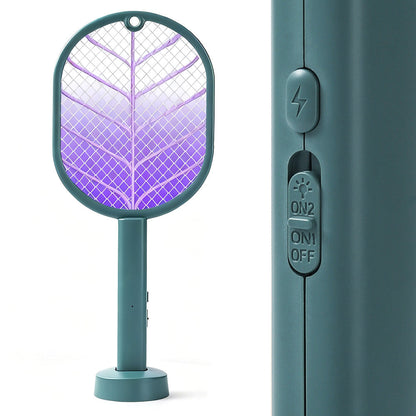 2-in-1 Electric USB Rechargeable Fly Swatter and Mosquito Killer Racket Green
