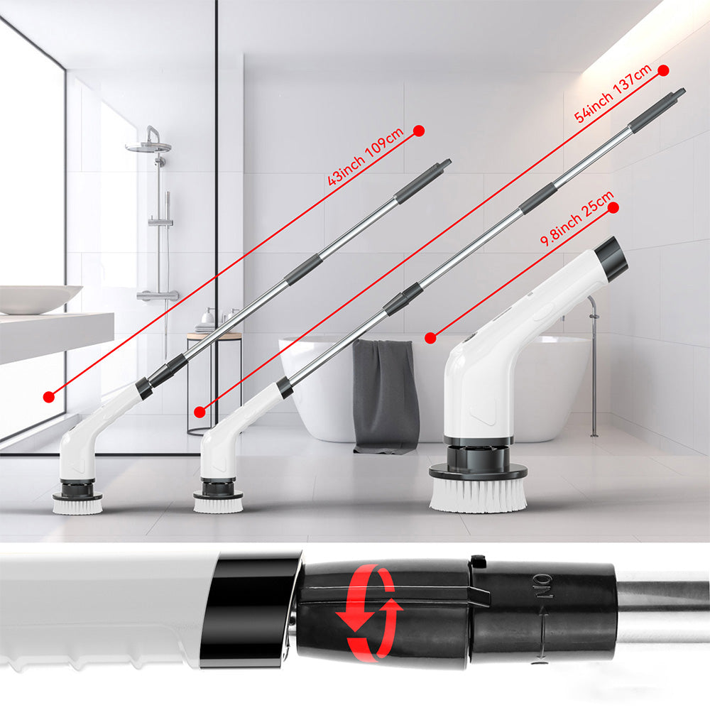 Cordless Electric Spin Scrubber Rechargeable Cleaning Brush with 7 Replaceable Brush Heads White