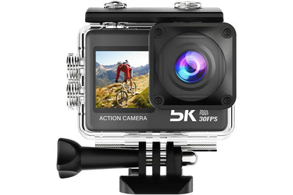 Action Camera 5K 30FPS with Touch Screen 24MP Camera for Snorkeling Helmet Bike