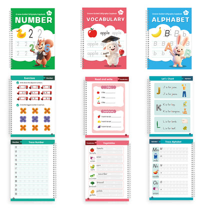 Special Grooved Handwriting Practice Books with 10 Refills