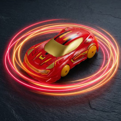 2.4G Dual-Sided Wall Climbing Remote Control Stunt Car with LED Lights - Yellow