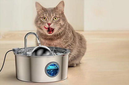 Stainless Steel Cat Water Fountain 3.2L Quiet Cat Fountain for Pets Small Animals