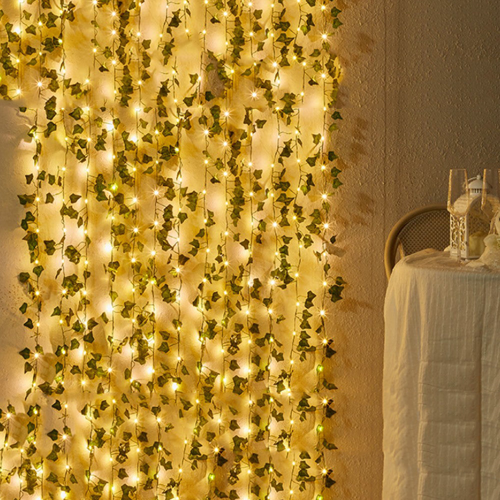 10m 100 LED Artificial Ivy Leaves Solar String Light -Style 1