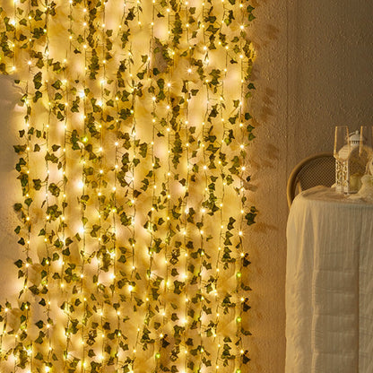 10m 100 LED Artificial Ivy Leaves Solar String Light -Style 1