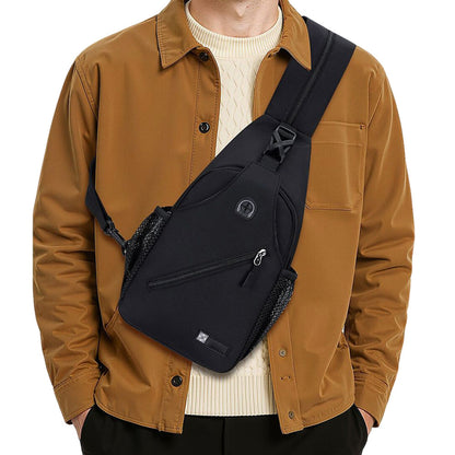 Travel Crossbody Chest Bag for Men and Women Adjustable Sling Backpack Black