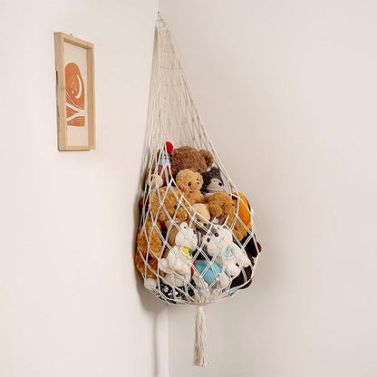Stuffed Animal Storage Organizer Hammock Hanging Plush Toy Holder Beige