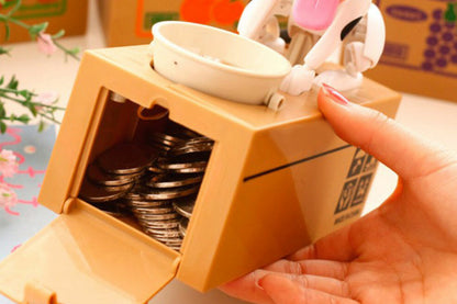 Robotic Eating Dog Coin Bank Electric Coin Bank for boy and girls-Black