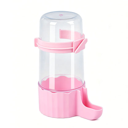 Bird Waterer Automatic Gravity Drinking Fountain with Anti Drowning Tray-Pink