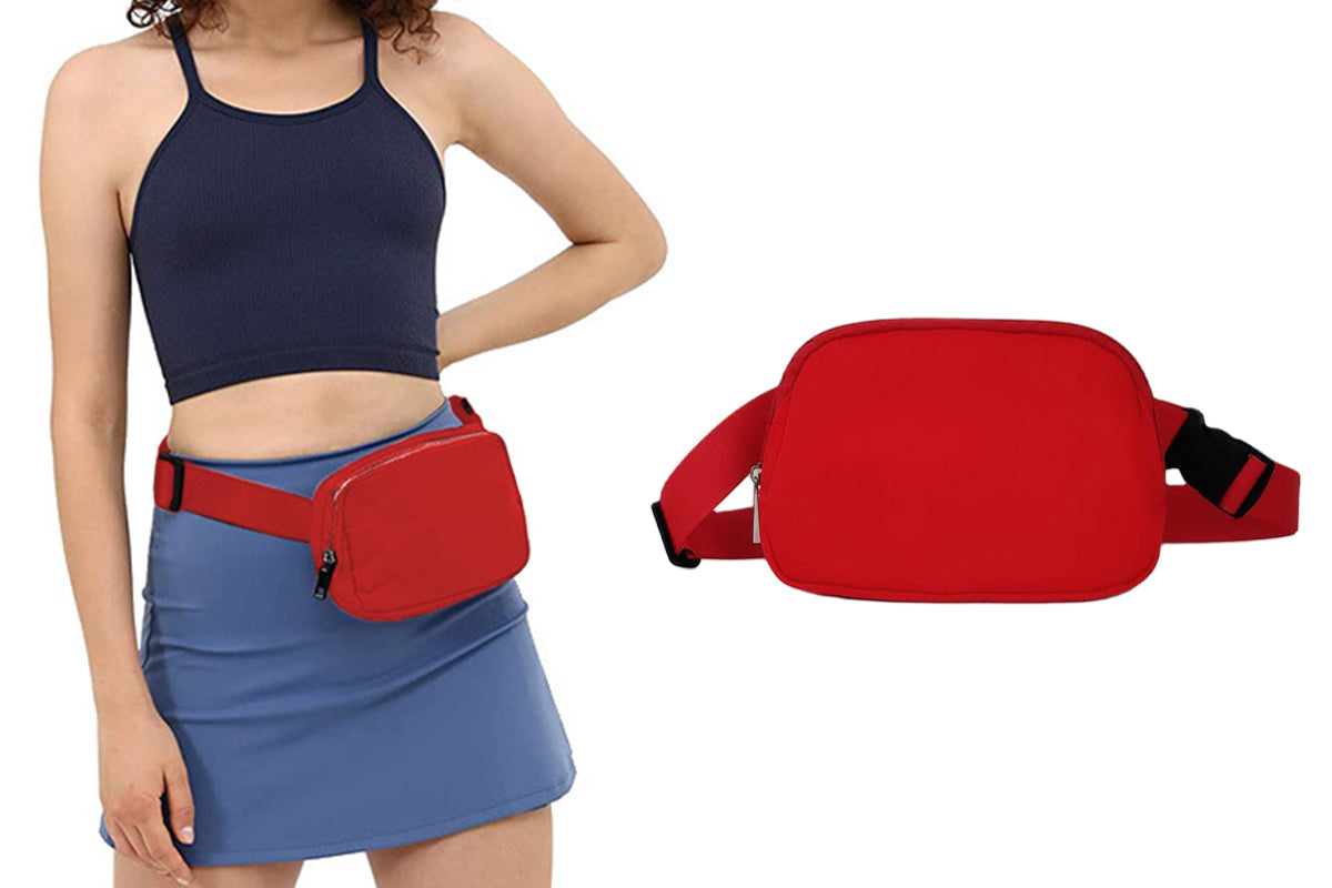 Crossbody Bags Small Waist Pouch Everywhere Belt Bag For Women And Men Waterproof-Red