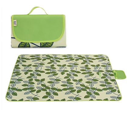 Oxford Picnic Blanket Roll Up Portable Camping Mat - Green Leaf