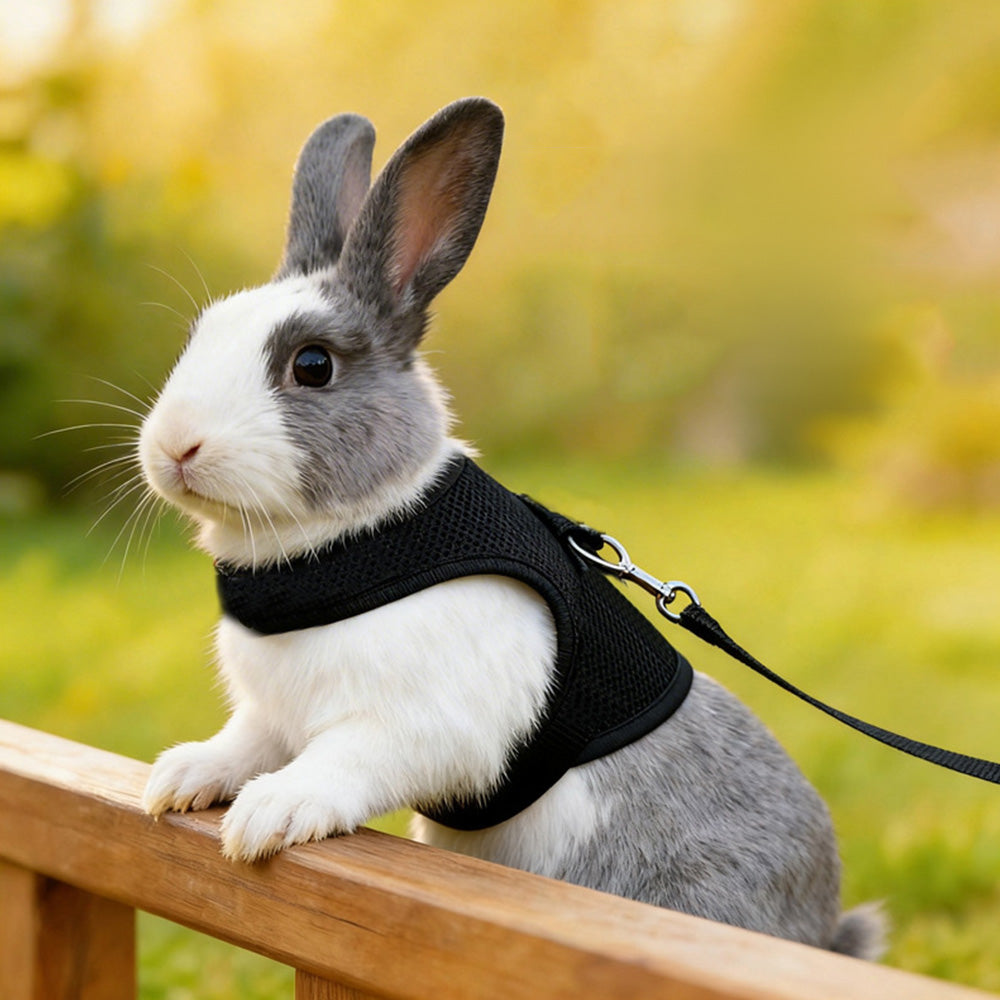 Rabbit Harness and Leash Set for Bunny-Black