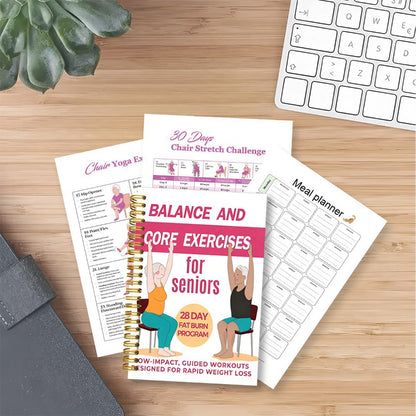 Adult 30 Day Chair Yoga Spiral Notebook Sitting Guide Book - Pink