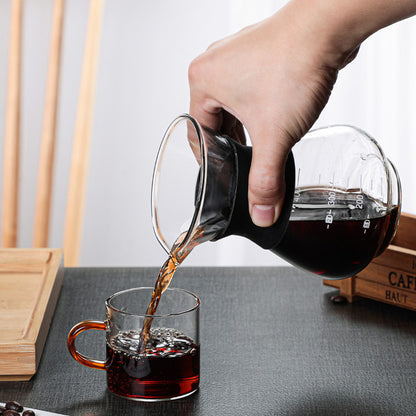 Pour Over Coffee Maker Borosilicate Glass Carafe with Reusable Stainless Steel Filter-600ml