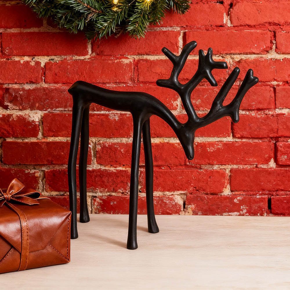 Christmas Reindeer Figurines Centerpieces Decor for Coffee Table Fireplace Small