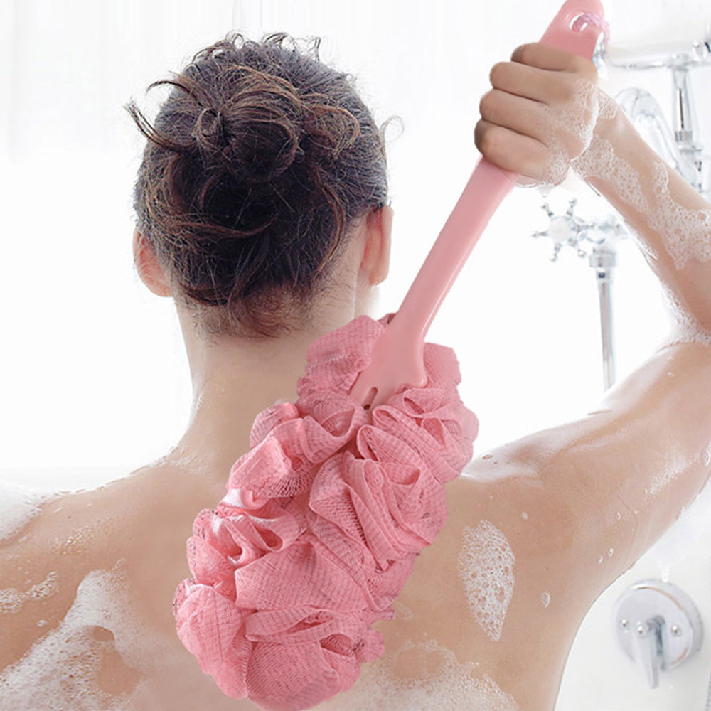 2Piece Long Handle Shower Bath Brush Set-Pink and Blue