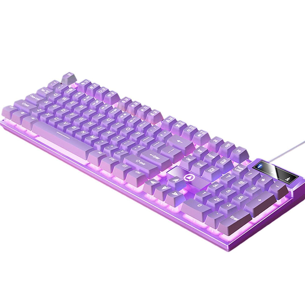 Wired Gaming Keyboard 104 Key Floating Keycaps Backlit Keyboard - Purple
