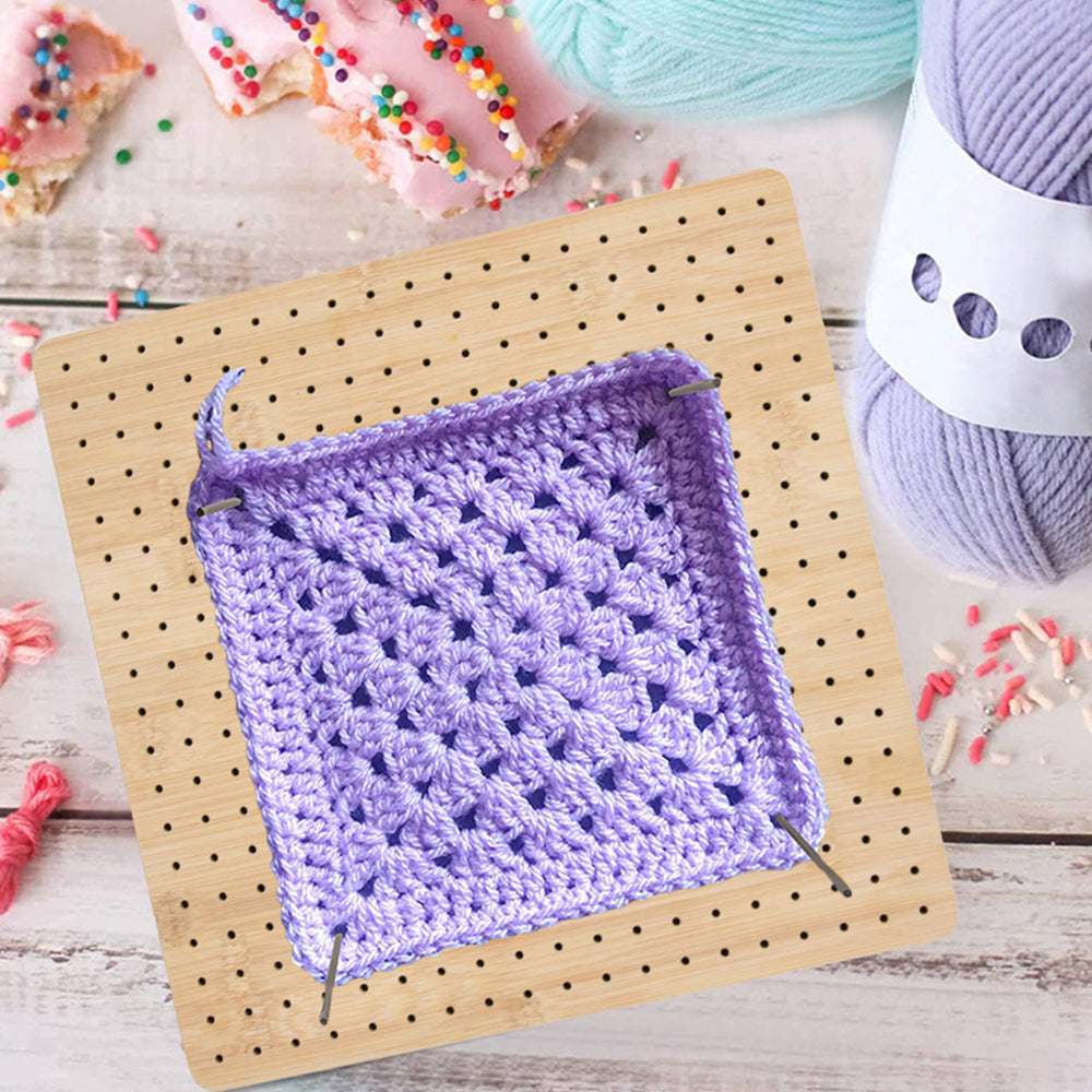 Needlework Blocking Board with 10 Rod Pins for Knitting and Hooking
