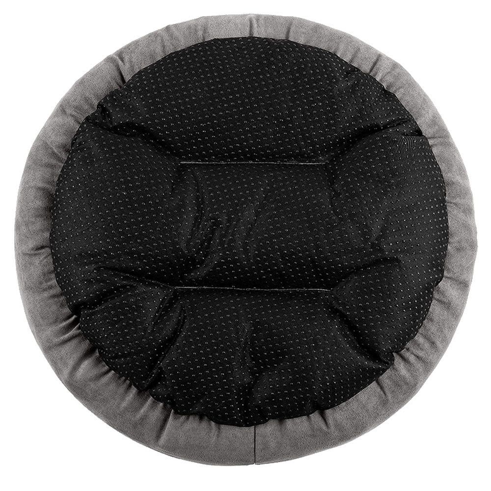 Round Washable Donut Pet Bed with Anti Slip Base - Grey
