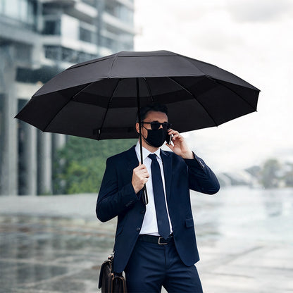 Auto Open Double-Layer Golf Umbrella Windproof 30-Inch - Black