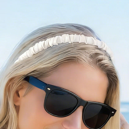 7 Piece Retro Pearl and Ribbon Hair Headband Set for Women-Coffee