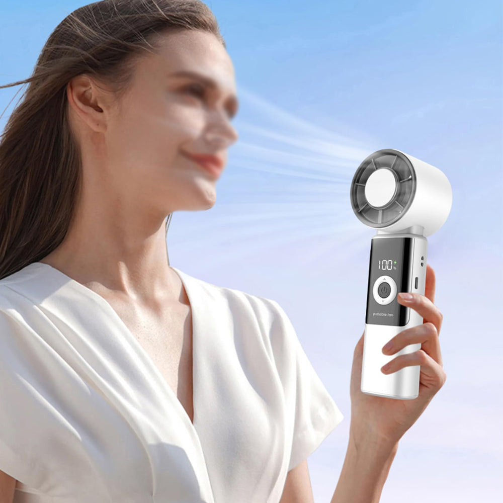 Semiconductor Cooling Handheld Fan 199 Speeds Portable Fan - White