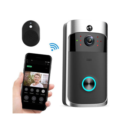 Wireless WiFi Video Doorbell with Smart Intercom and Security Camera-Black