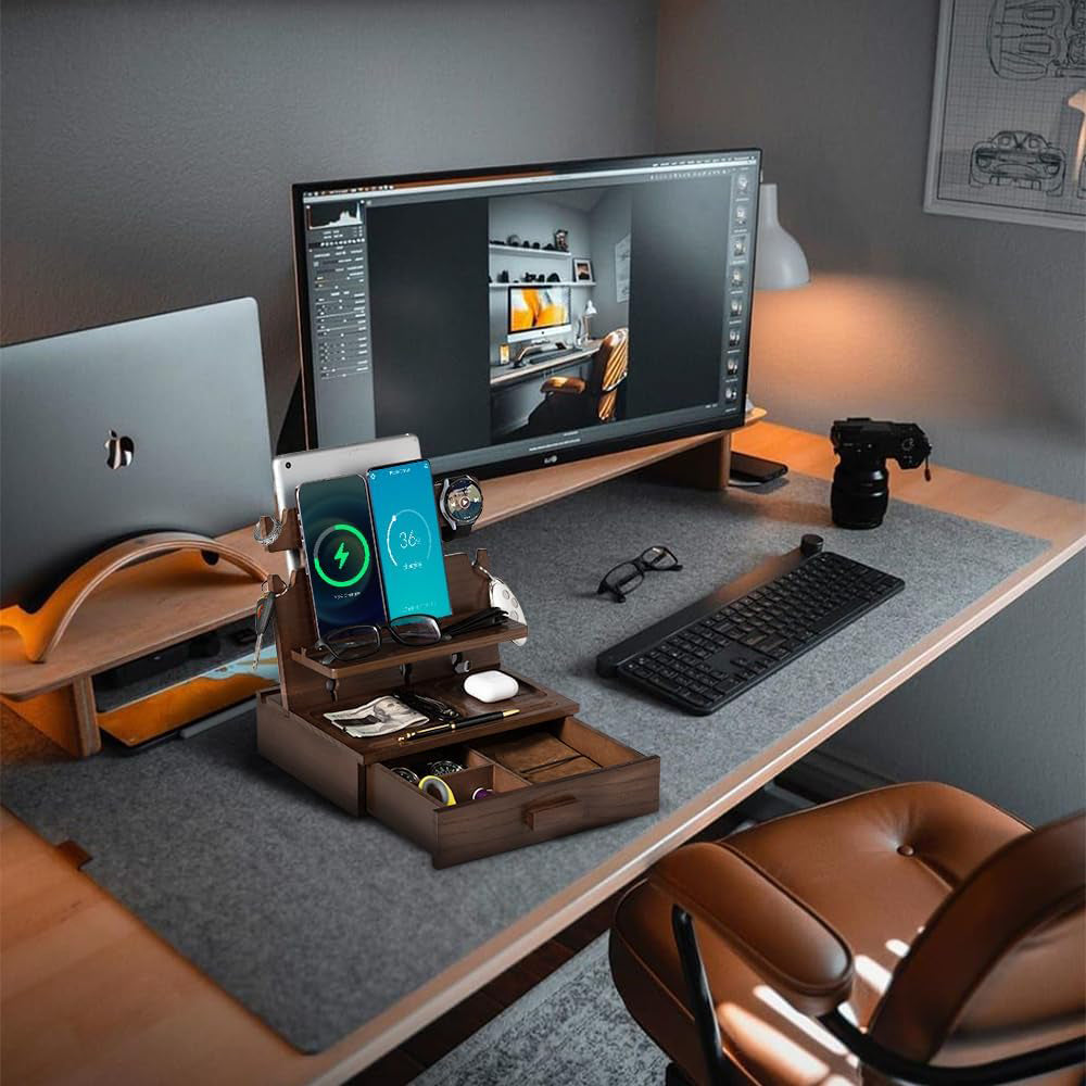 Phone Charging Station and Nightstand Organizer