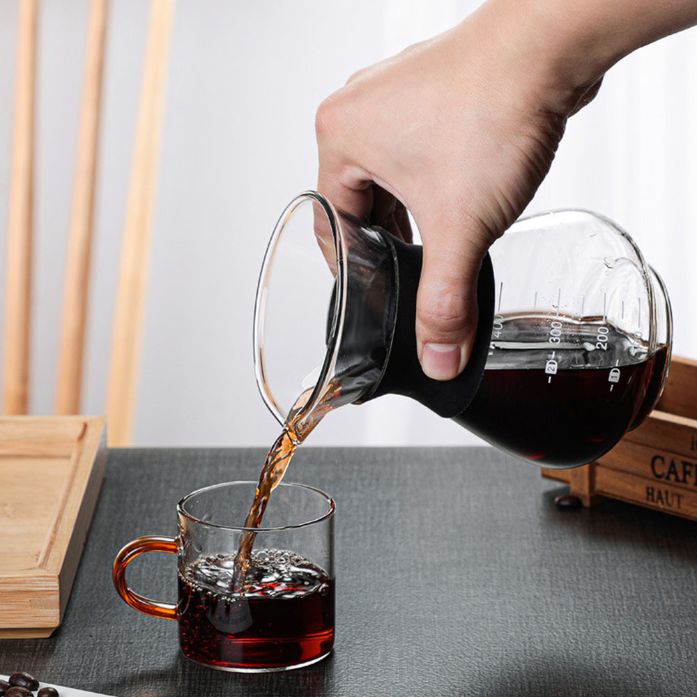 Pour Over Coffee Maker Borosilicate Glass Carafe with Reusable Stainless Steel Filter-400ml