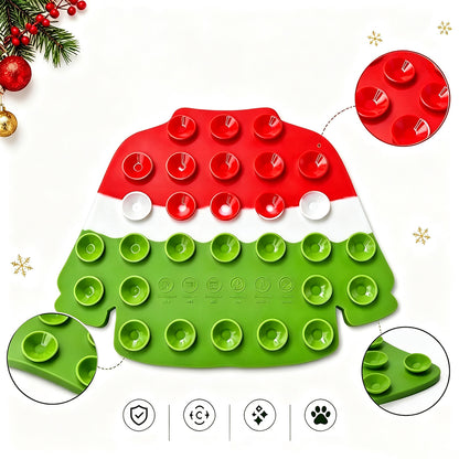 Christmas Pet Silicone Licking Mat with Suction Cups - Green