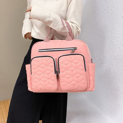 Large Mummy Bag Multi-Pocket Travel Nappy Tote Shoulder Bag Pink