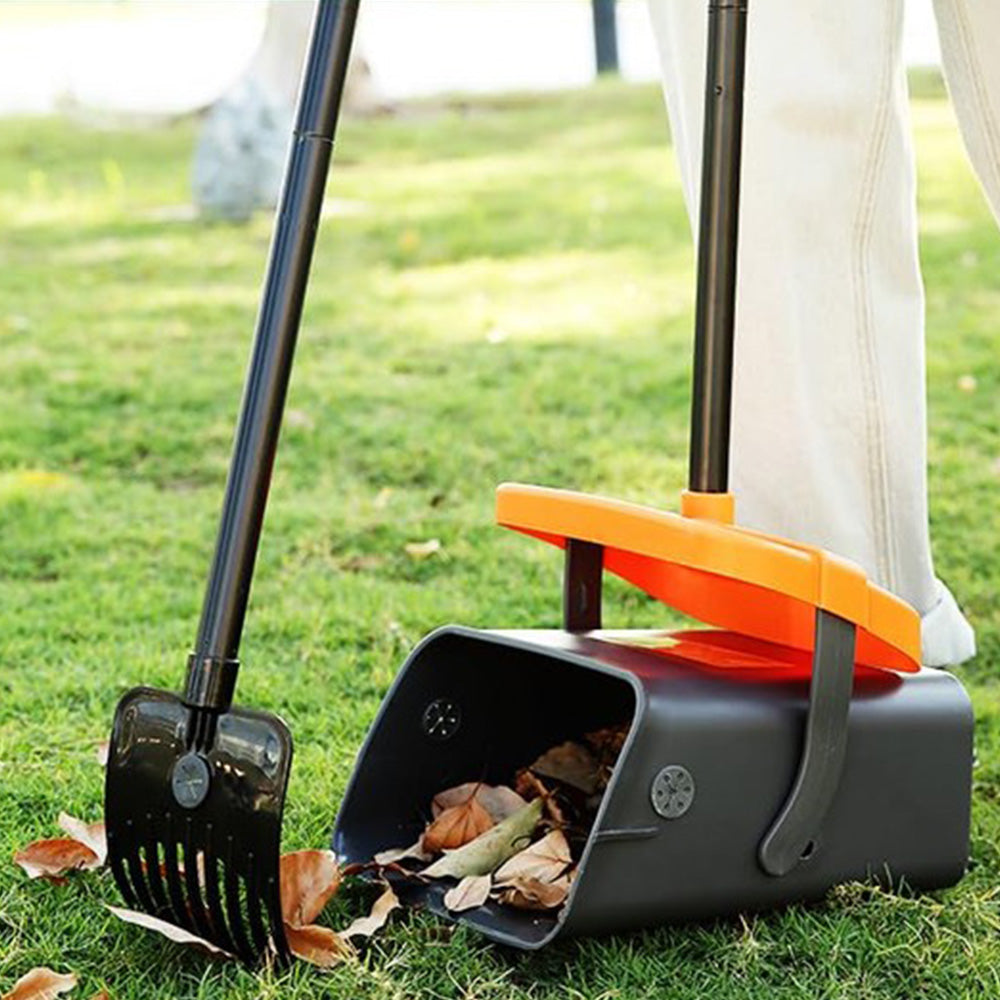 Pet Pooper Scooper Swivel Bin And Rake With Bag Attachment For Lawn Yard