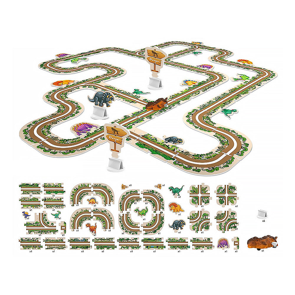 44-Piece DIY Assembling RailCar Set Puzzle Track Car Play Set RailCar Building Toys Educational Toys Green
