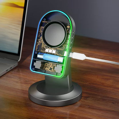 3-in-1 Wireless Induction Speaker with Phone Stand-Black